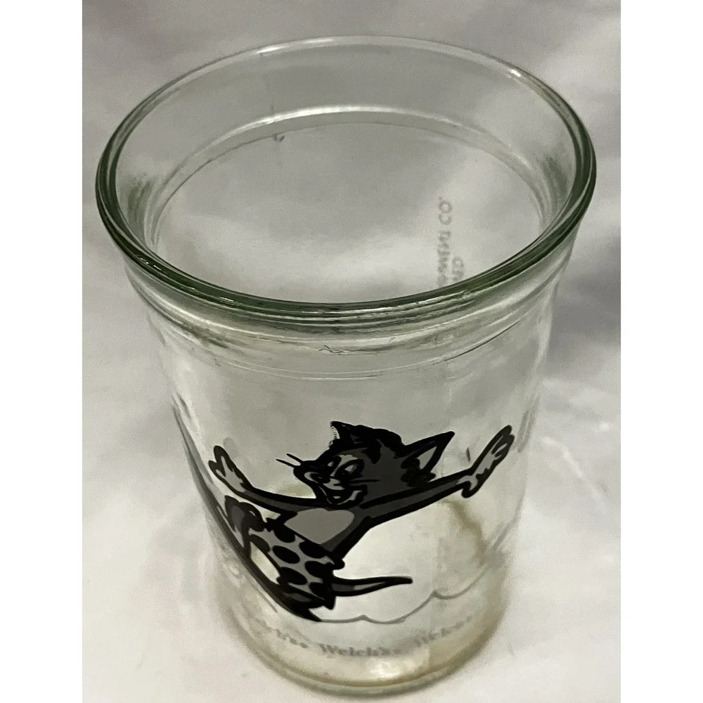 Tom & Jerry Welch’s Drinking Glass Tom Surfing Waves 1990 Jelly Jar VTG Cartoons